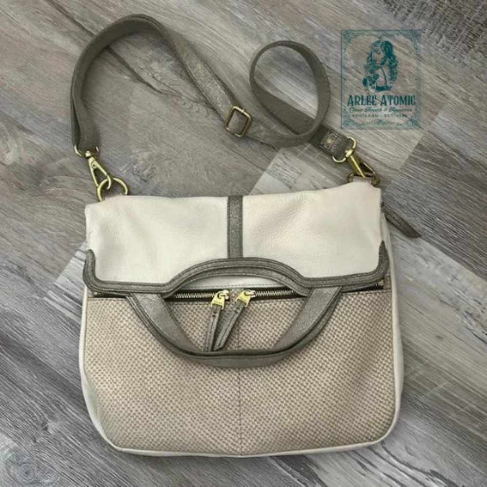 Fossil Handbag Cream leather with Bronze accents large size